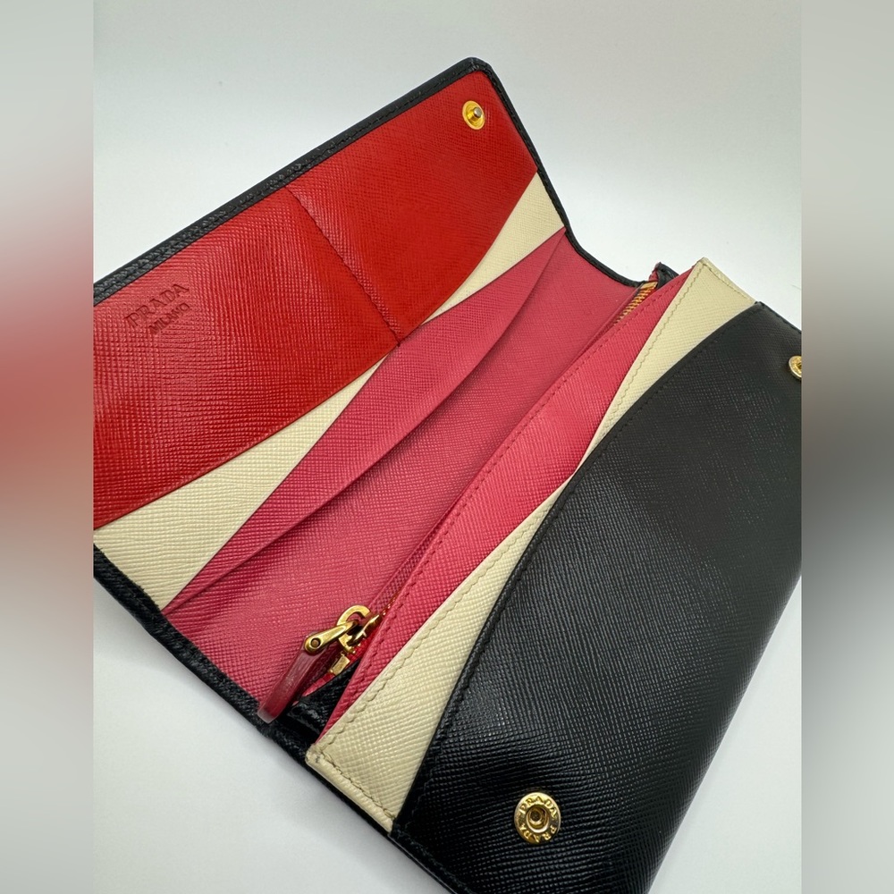 Rare Prada Continental Wallet w. Pink and White Stripes - Limited Edition - Picture 12 of 14